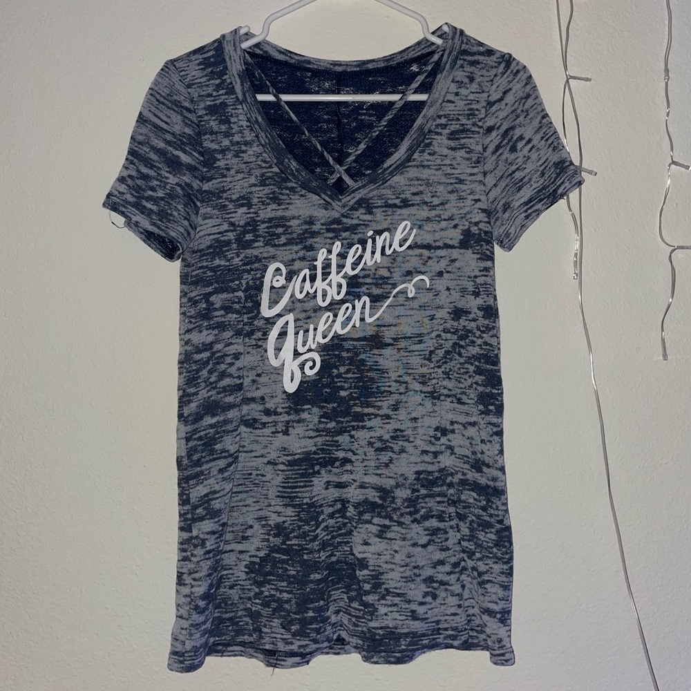 Caffeine Queen soft grey/dark navy t-shirt